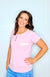 Pol Strawberry Pink Ribbed Contrasting Stitch Ribbed Basic Tee