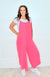 Neon Pink Flowy Romper with Adjustable Straps