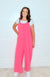 Neon Pink Flowy Romper with Adjustable Straps