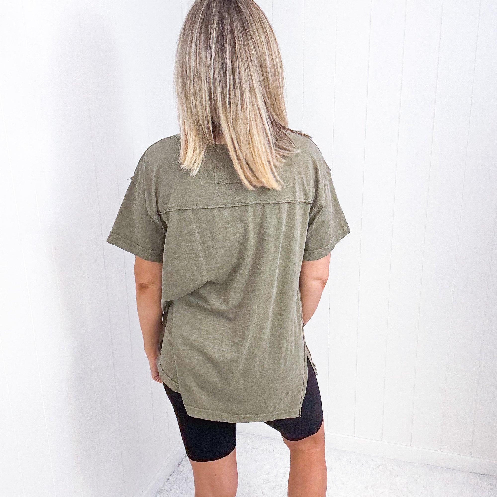 Washed Green Oversized Short Sleeve Tee - Boujee Boutique 