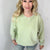 Faded Fern Oversized Luxe Soft Corded Crewneck Long Sleeve Pullover - Boujee Boutique 