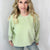 Faded Fern Oversized Luxe Soft Corded Crewneck Long Sleeve Pullover - Boujee Boutique 