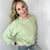 Faded Fern Oversized Luxe Soft Corded Crewneck Long Sleeve Pullover - Boujee Boutique 