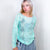 POL Electric Blue Sheer Exposed Seam Long Sleeve Lace Knit Top - Boujee Boutique 