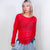 POL Red Sheer Exposed Seam Long Sleeve Lace Knit Top - Boujee Boutique 