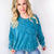 Blooming Stitched Floral Patch Washed Terry Knit Long Sleeve Pullover in 2 Colors - Boujee Boutique 