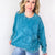 Blooming Stitched Floral Patch Washed Terry Knit Long Sleeve Pullover in 2 Colors - Boujee Boutique 