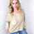 Khaki Long Sleeve Thermal Mix Terry Knit Pullover Top - Boujee Boutique 