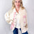 POL Cream and Beige Vintage Pink Floral Thermal Long Sleeve Jacket - Boujee Boutique 