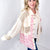 POL Cream and Beige Vintage Pink Floral Thermal Long Sleeve Jacket - Boujee Boutique 