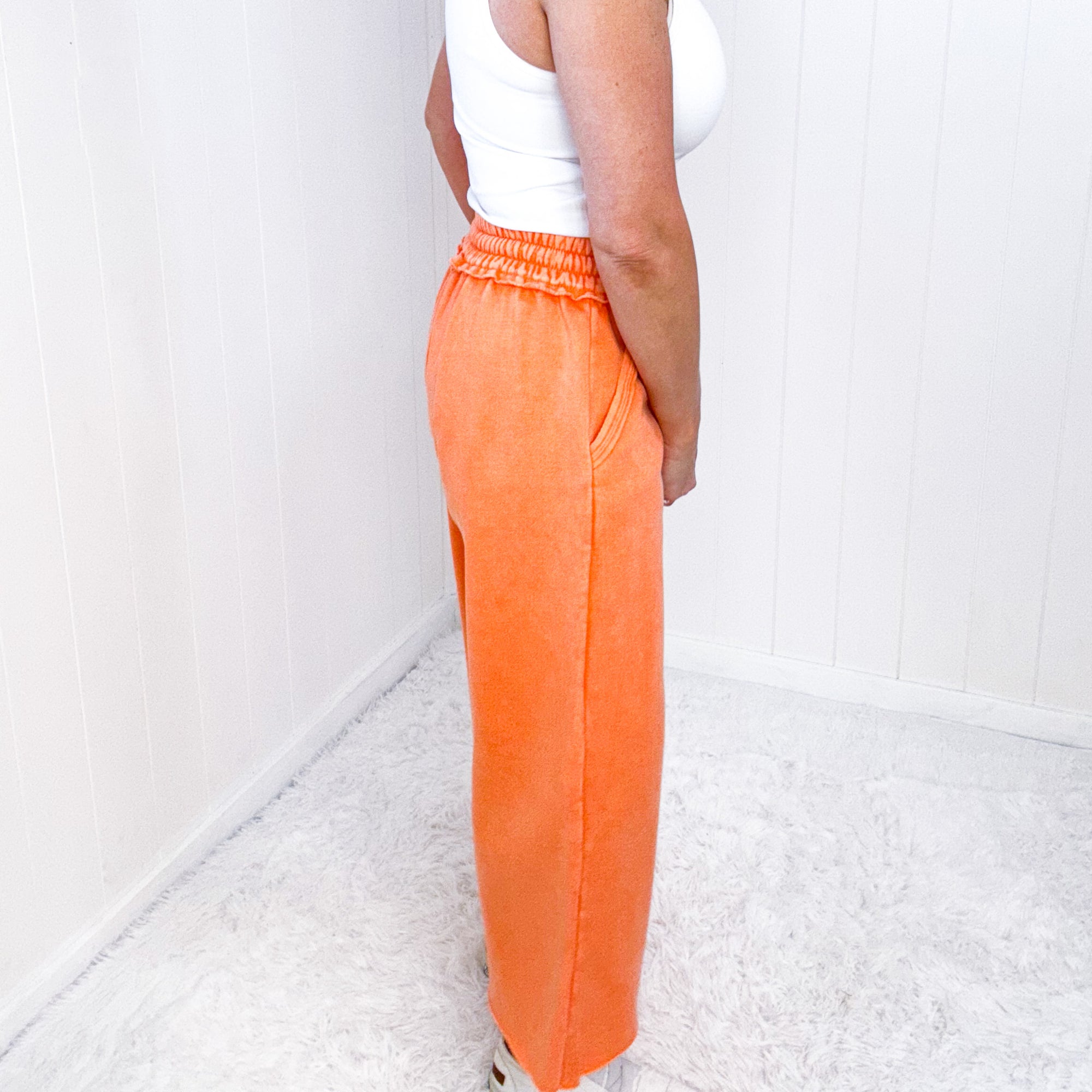 Mineral Washed Soft Terry Cropped Palazzo Sweatpants - Boujee Boutique 