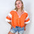 Orange Oversized Contrast Stripe Polo Short Sleeve Shirt - Boujee Boutique 