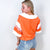 Orange Oversized Contrast Stripe Polo Short Sleeve Shirt - Boujee Boutique 