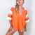 Orange Oversized Contrast Stripe Polo Short Sleeve Shirt - Boujee Boutique 