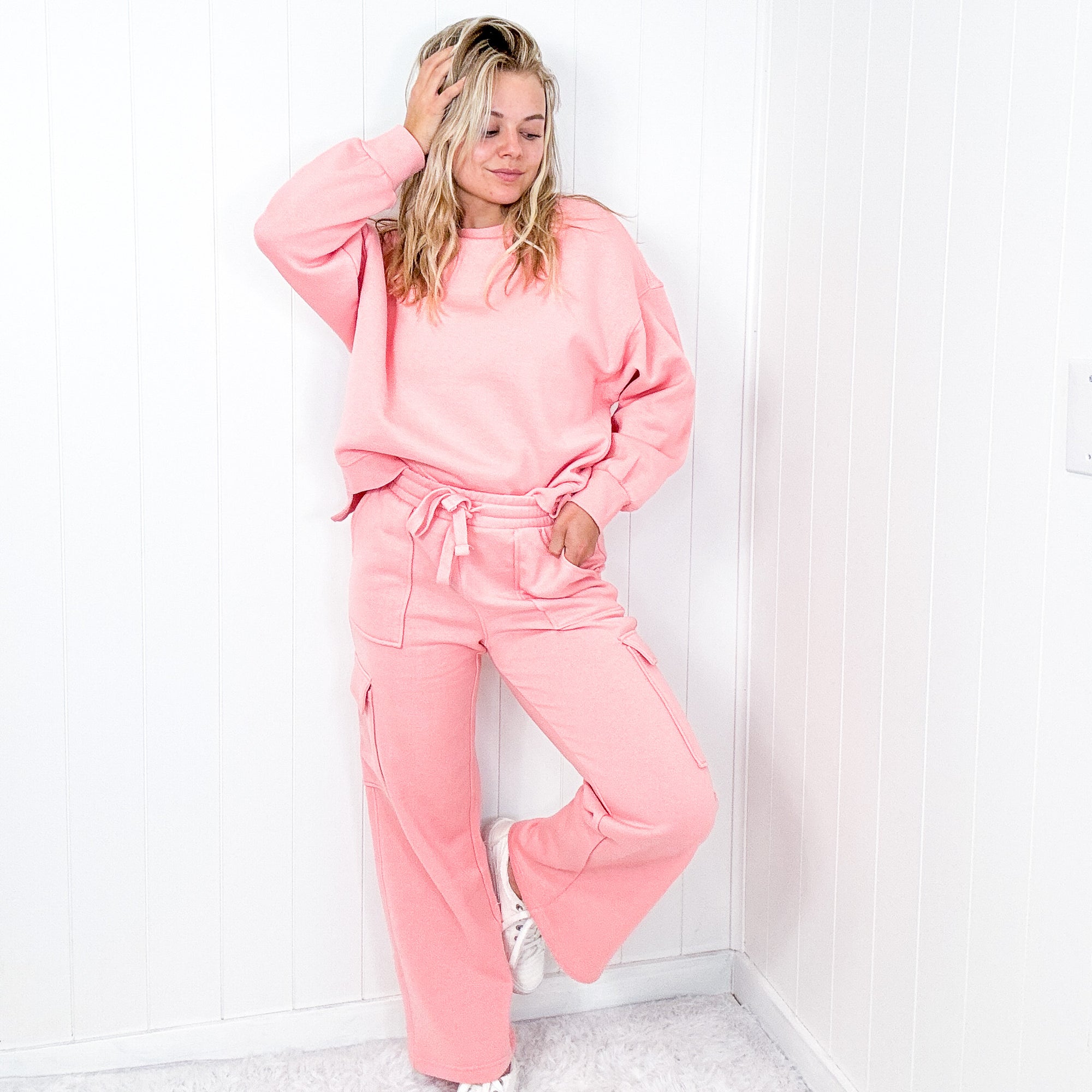 Risen Blush Oversized Step Hem Pullover Sweatshirt - Boujee Boutique 