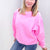 Snow Washed Summer Neon Oversized Luxe Soft Corded Crewneck Pullover Top in 5 Colors - Boujee Boutique 