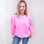 Snow Washed Summer Neon Oversized Luxe Soft Corded Crewneck Pullover Top in 5 Colors - Boujee Boutique 