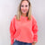 Snow Washed Summer Neon Oversized Luxe Soft Corded Crewneck Pullover Top in 5 Colors - Boujee Boutique 