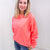 Snow Washed Summer Neon Oversized Luxe Soft Corded Crewneck Pullover Top in 5 Colors - Boujee Boutique 