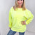 Snow Washed Summer Neon Oversized Luxe Soft Corded Crewneck Pullover Top in 5 Colors - Boujee Boutique 