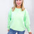 Snow Washed Summer Neon Oversized Luxe Soft Corded Crewneck Pullover Top in 5 Colors - Boujee Boutique 