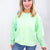 Snow Washed Summer Neon Oversized Luxe Soft Corded Crewneck Pullover Top in 5 Colors - Boujee Boutique 