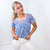 Savanna Jane Royal Blue Embroidered Floral Short Sleeve Blouse - Boujee Boutique 