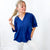 Andree By Unit Navy V Neckline Short Sleeve Blouse - Boujee Boutique 