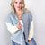 POL Crochet Couture Denim and Contrast Sleeve Button Up Jacket in 4 Options - Boujee Boutique 