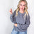 Pewter Charcoal Oversized Luxe Soft Corded Crewneck Long Sleeve Pullover - Boujee Boutique 