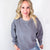 Pewter Charcoal Oversized Luxe Soft Corded Crewneck Long Sleeve Pullover - Boujee Boutique 