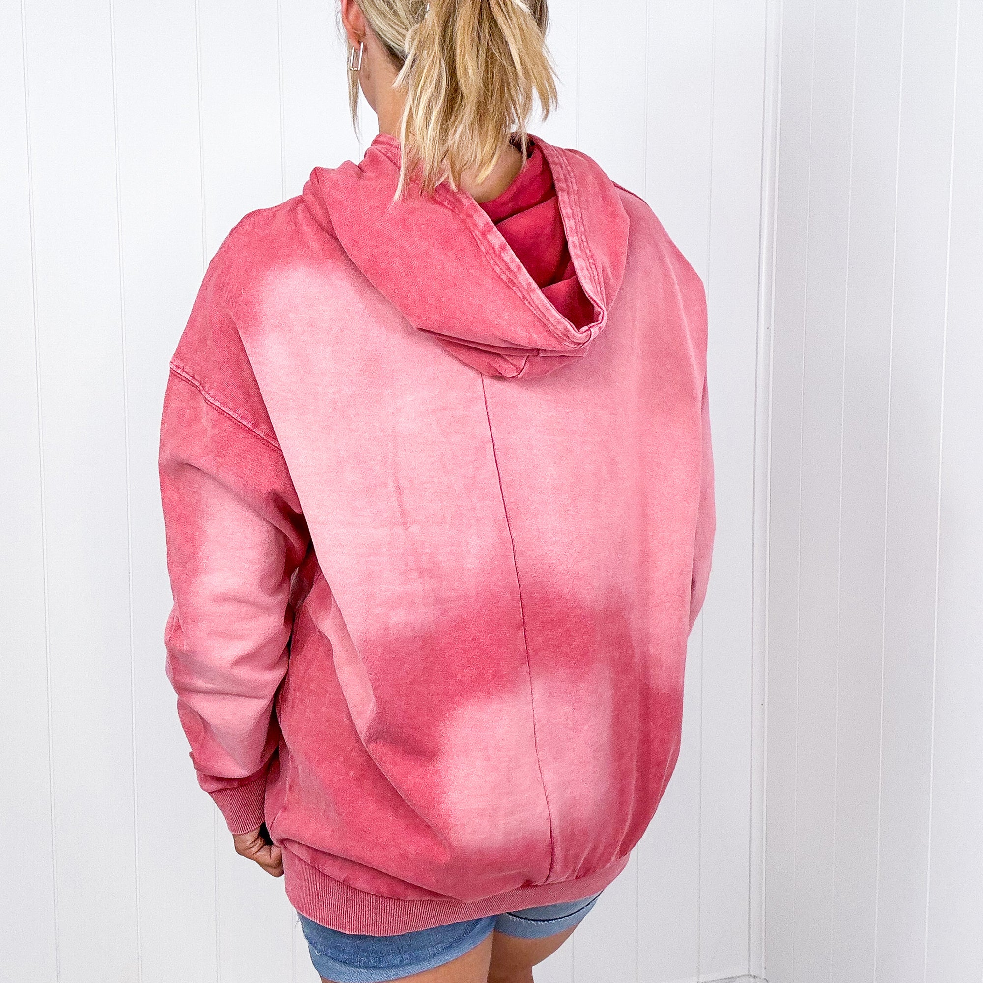 Easel Boho Ombre Faded Pocket Long Sleeve Hoodie in 2 Colors - Boujee Boutique 