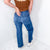 Mica Denim Super High Wide Leg Raw Hem Jeans In Blue Jay - Boujee Boutique 