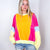 Cozy Sunset Fuchsia and Lime Balloon Washed Terry Long Sleeve Pullover - Boujee Boutique 