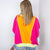 Cozy Sunset Fuchsia and Lime Balloon Washed Terry Long Sleeve Pullover - Boujee Boutique 