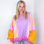 Cozy Sunset Lavender Peach Balloon Washed Terry Long Sleeve Pullover - Boujee Boutique 