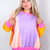 Cozy Sunset Lavender Peach Balloon Washed Terry Long Sleeve Pullover - Boujee Boutique 