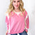 Tell A Story Color Block Washed Terry Long Sleeve Pullover In 2 Options