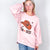 Dusty Pink Cow Girl Graphic Sweatshirt with Open Hem Pullover - Boujee Boutique 