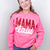 Glitter Print on Hot Pink Mama Claus Graphic Fleece Sweatshirt