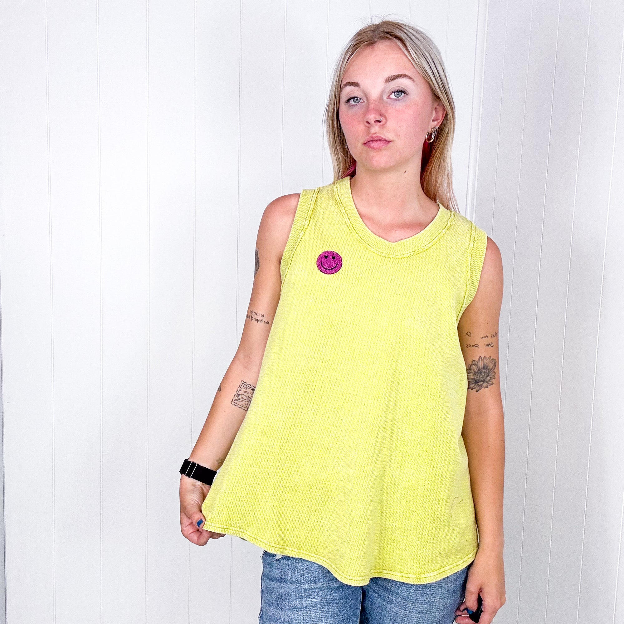 A Few of My Favorite Things Round Neck Tank in Lime - Boujee Boutique 