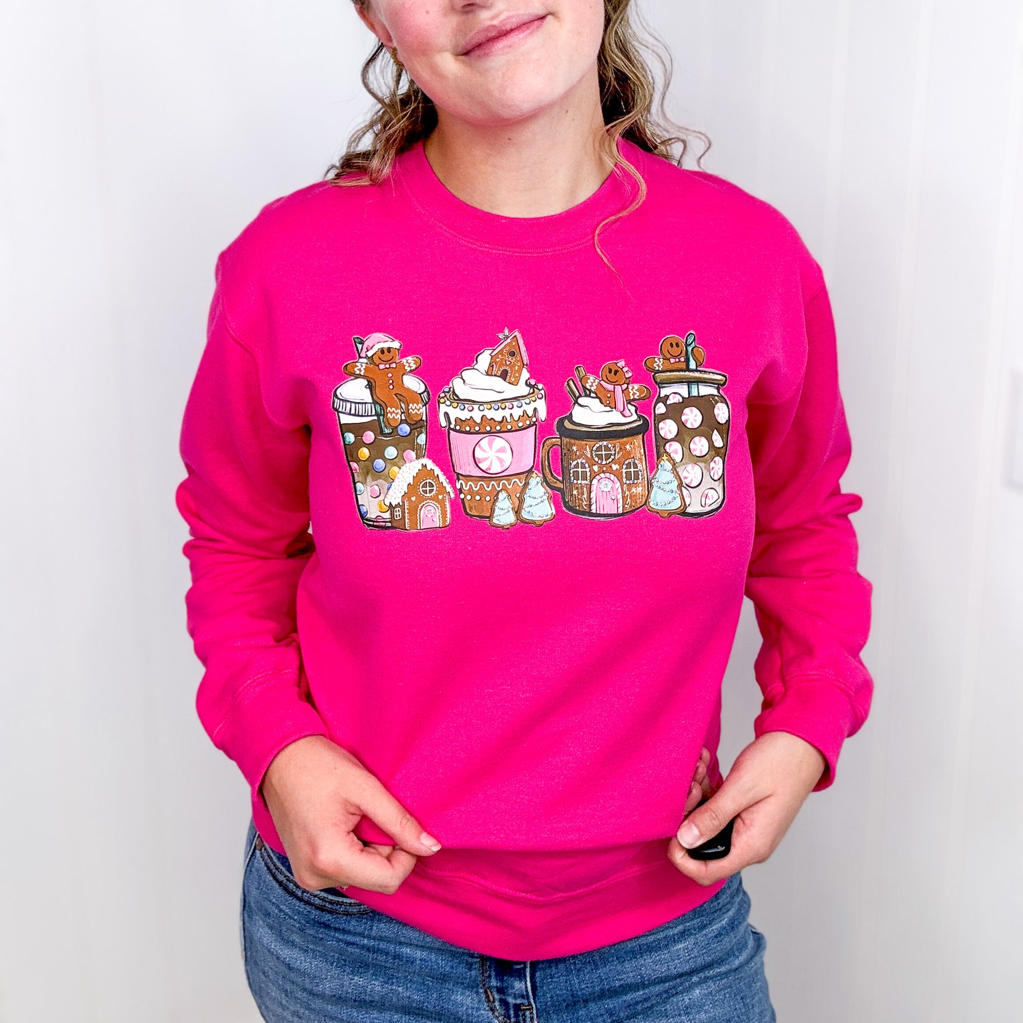 Pink Gingerbread Latte Christmas Sweatshirt