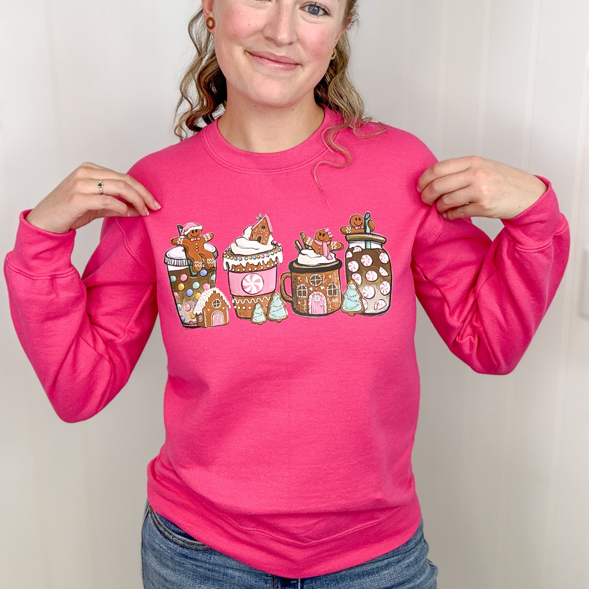 Pink Gingerbread Latte Christmas Sweatshirt