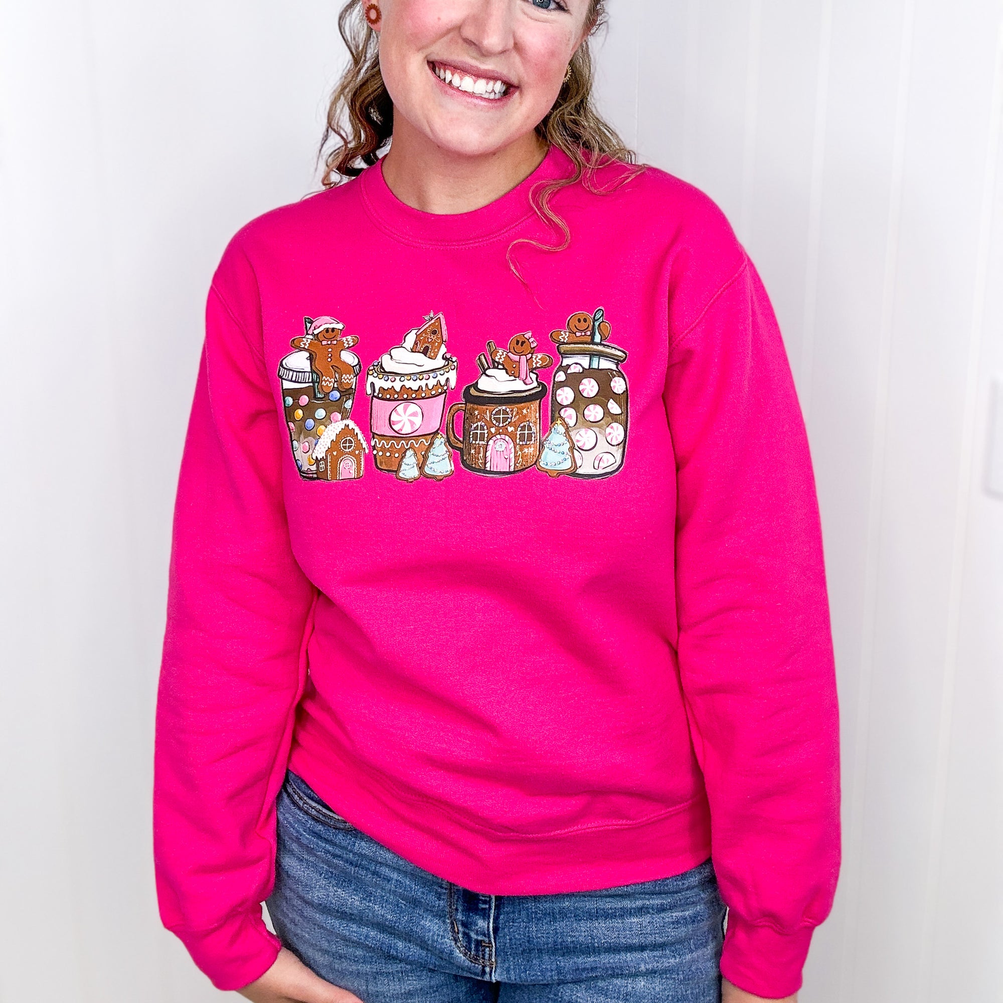 Pink Gingerbread Latte Christmas Sweatshirt