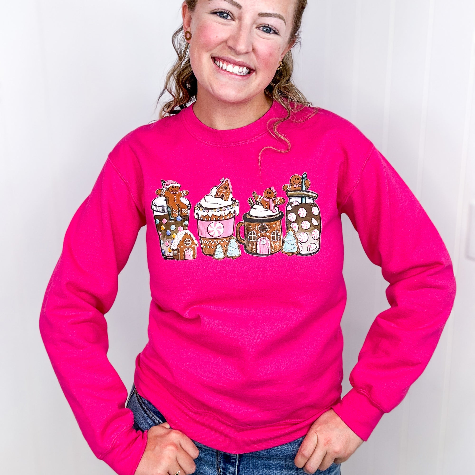 Pink Gingerbread Latte Christmas Sweatshirt