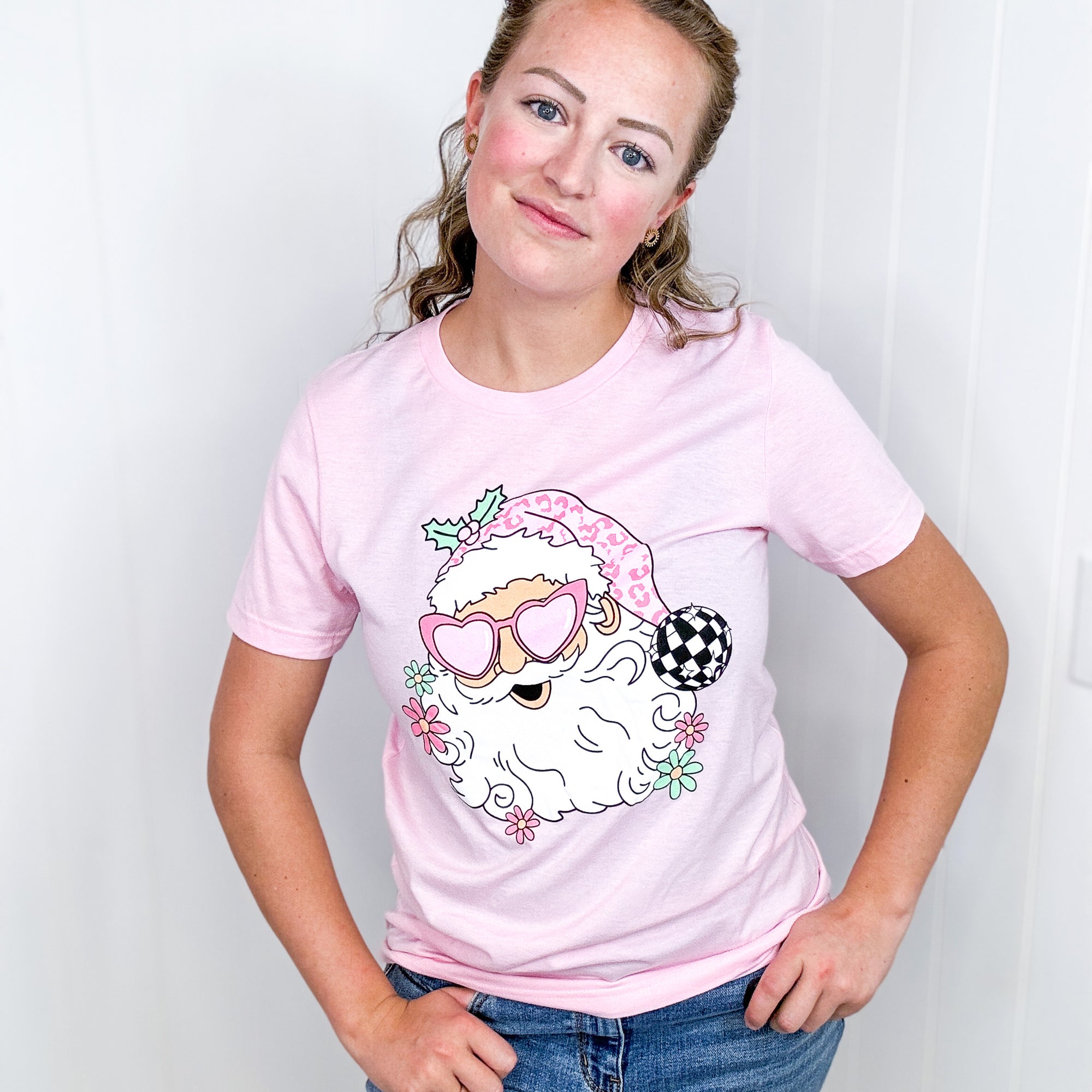 Pink Groovy Santa Short Sleeve Graphic Tee