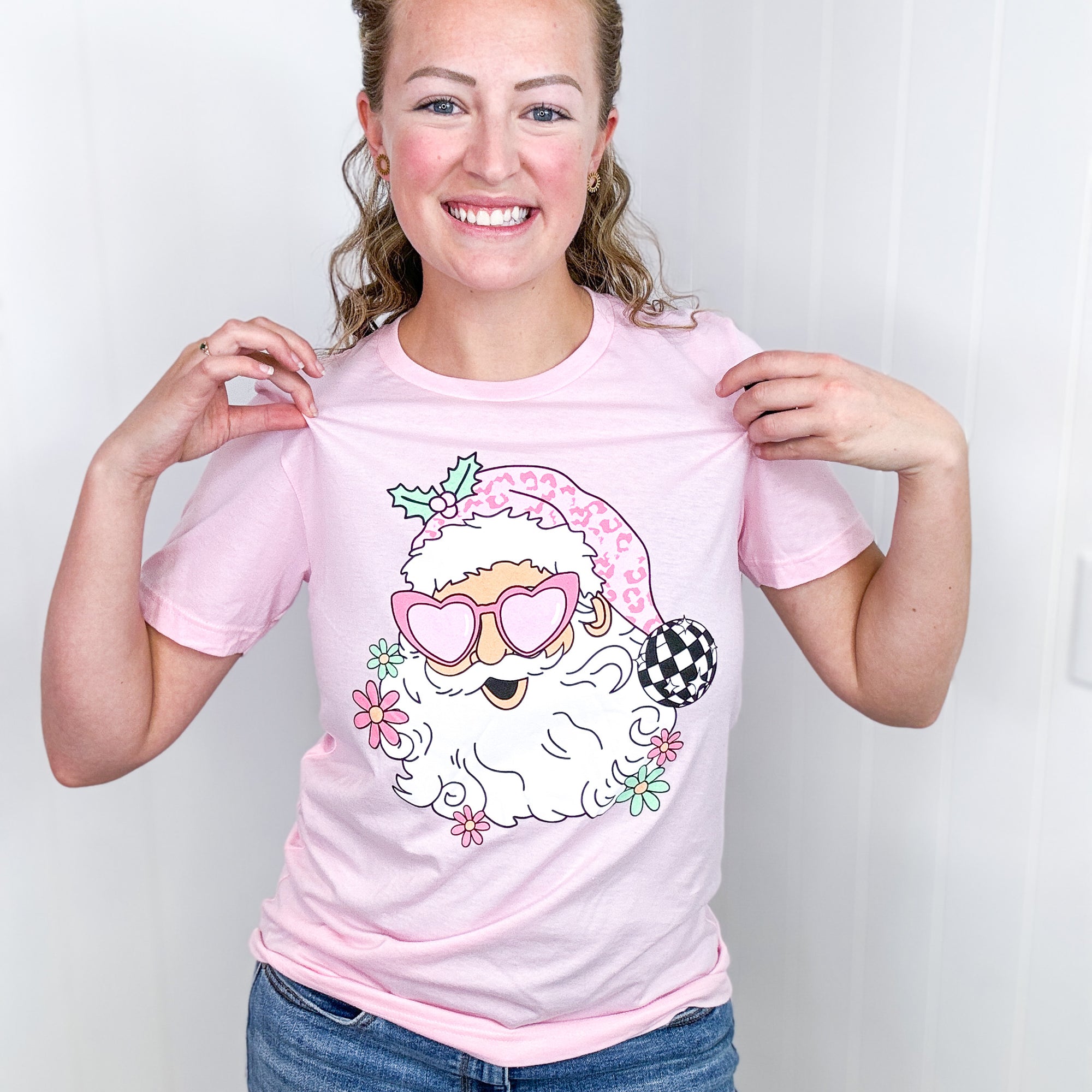 Pink Groovy Santa Short Sleeve Graphic Tee