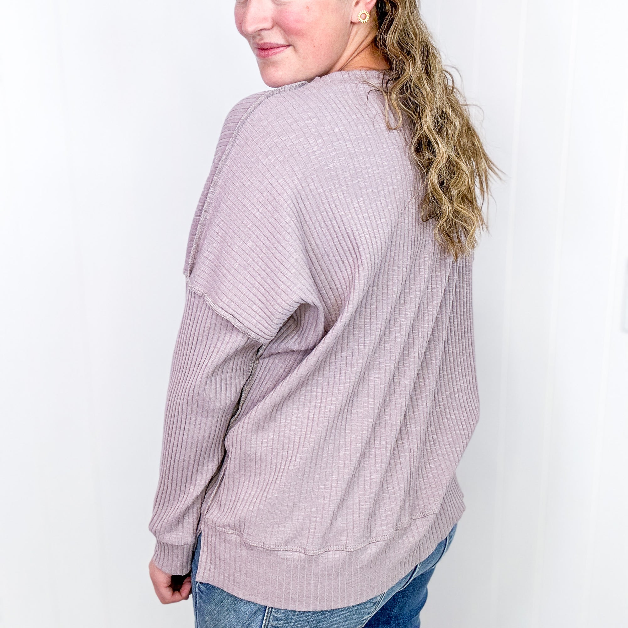 Fun With You Long Sleeve V-Neck Top In Mocha