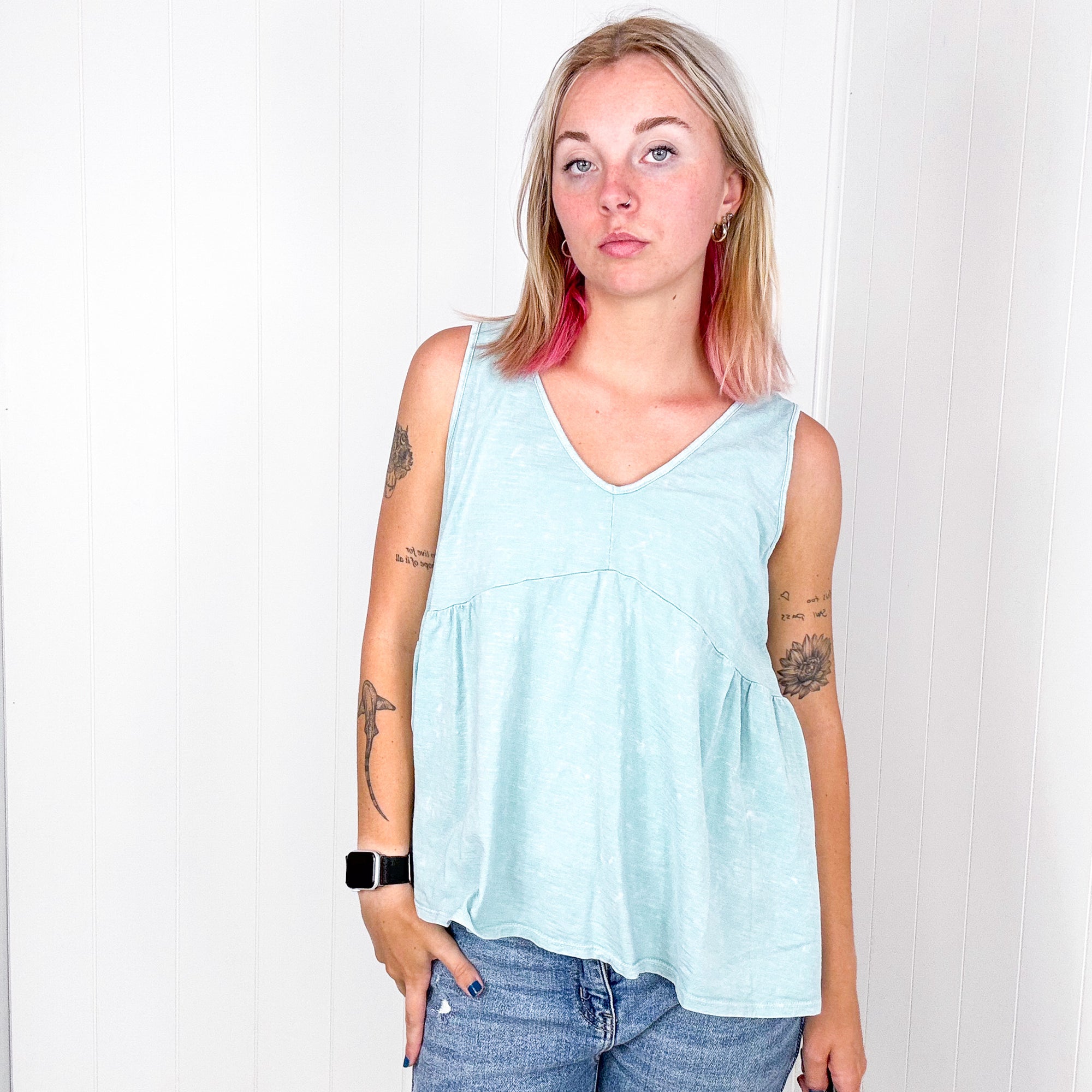 Mint Never Second Best V Neckline Sleeveless Top - Boujee Boutique 