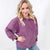 Luxe Corded Crewneck Pullover Sweater in Plum Black and Burnt Orange